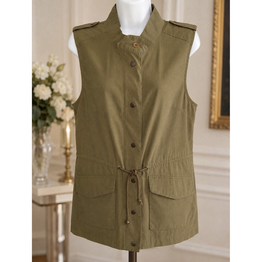 Before You Collection Olive Green Utility Safari Vest Women’s Large L